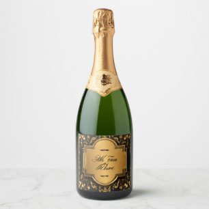"Elegante wijnfles groen & goudkleurige olifant" Sparkling Wijnetiket