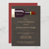 Elegante wijnfles, wijnproeverijfeest kaart (Voorkant / Achterkant)