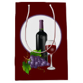elegante wijnflessen glazen druiven medium cadeauzakje (Voorkant)