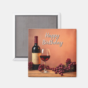 Elegante Wijngaard Gelukkig Verjaardag Wijn & Drui Magneet
