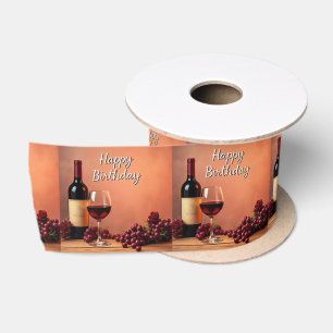 Elegante Wijngaard Gelukkig Verjaardag Wijn & Drui Satijnen Lint