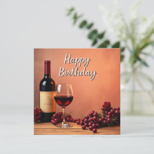 Elegante wijngaard Happy Birthday wijn en druiven Kaart