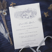 Elegante wijngaard illustratie bestemming bruiloft save the date