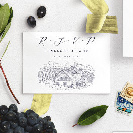 Elegante Wijngaard Illustratie Bestemming Huwelijk RSVP Kaartje