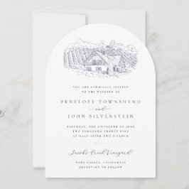 Elegante Wijngaard Illustratie Bestemming Trouwen Kaart