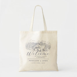 Elegante Wijngaard Illustratie Bestemming Trouwen Tote Bag