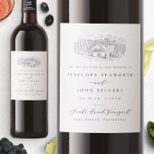 Elegante wijngaard illustratie bruiloft uitnodigin wijn etiket