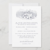 Elegante wijngaard illustratie formele bruiloft kaart (Voorkant)