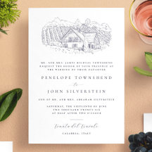 Elegante Wijngaard Illustratie Formele Trouwdag