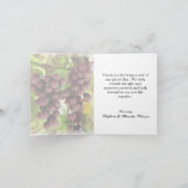 Elegante Wijngaard Paarse/Groene Druiven Bruiloft Bedankkaart (Binnen)