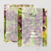 Elegante Wijngaard Paarse/Groene Druiven Bruiloft  Uitnodiging Briefkaart (Voorkant / Achterkant)