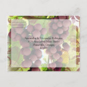 Elegante Wijngaard Paarse/Groene Druiven Bruiloft  Uitnodiging Briefkaart (Achterkant)