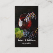 Elegante wijnglas druiven sommeliere professioneel visitekaartje (Voorkant)