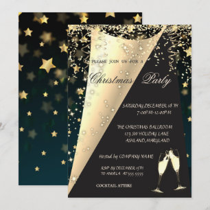 Elegante wijnglas, Stars Company kerstfeest Kaart