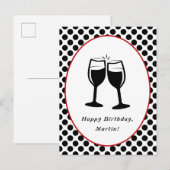 Elegante wijnglazen ingelijst Polka Dot Verjaardag Briefkaart (Voorkant / Achterkant)