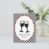 Elegante wijnglazen ingelijst Polka Dot Verjaardag Briefkaart (Staand voorkant)