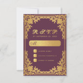 Elegante Wijnkleur Faux Gouden Folie Bruiloft RSVP Kaartje (Voorkant)