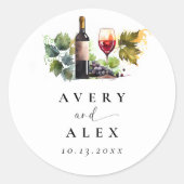 Elegante wijnmakerij bestemming bruiloft ronde sticker (Voorkant)