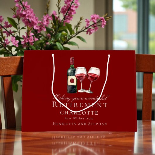 Elegante wijnpensioen tekst ontwerp groot cadeauzakje