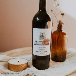 Elegante wijnproeverij | Picknick bruidsdouche Wijn Etiket