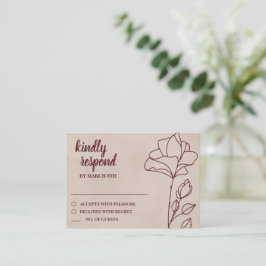 Elegante Wijnrode Bloemrijke RSVP Informatiekaartje