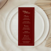 Elegante wijnrode script monogram bruiloft menu