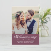 Elegante wijnscriptie trouwfoto huwelijk aankondiging (Staand voorkant)