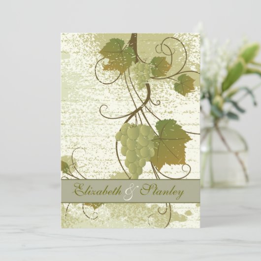 Elegante wijnstok val bruiloft uitnodiging (Staand voorkant)