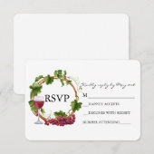 Elegante wijnstokken waterverf krans bruiloft RSVP kaartje (Voorkant / Achterkant)
