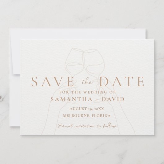 Elegante wijntoast Save the Date (Voorkant)