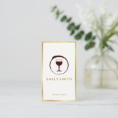 Elegante wijnvlek wijnglas met namaak gouden rand visitekaartje (Staand voorkant)