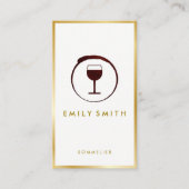 Elegante wijnvlek wijnglas met namaak gouden rand visitekaartje (Voorkant)