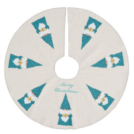 Elegante wijze blauwe kerstkabouters op ivoor kerstboom rok