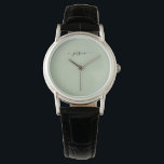 Elegante wijze groene scriptnaam horloge<br><div class="desc">Elegante wijze groene scriptnaam Watch. Personaliseer uw naam.</div>