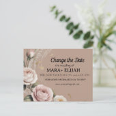 Elegante Wijzig de Datum Trouwkaart Uitnodiging Briefkaart (Staand voorkant)