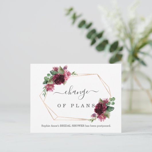 Elegante wijziging van plannen Bruidsuitnodiging u Briefkaart (Staand voorkant)