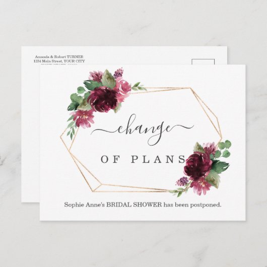 Elegante wijziging van plannen Bruidsuitnodiging u Briefkaart (Voorkant / Achterkant)