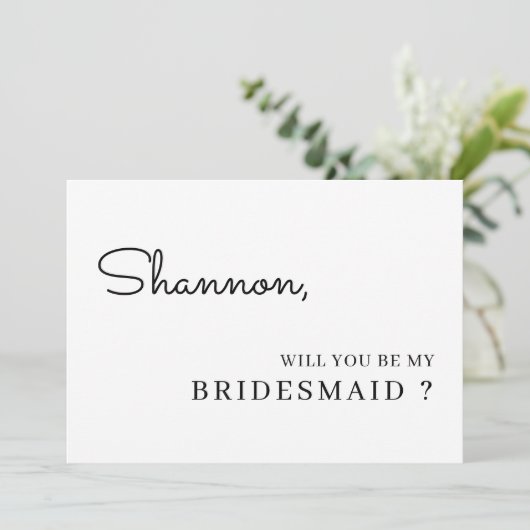 Elegante 'Wil je mijn bruidsmeisje zijn' uitnodigi Kaart (Staand voorkant)
