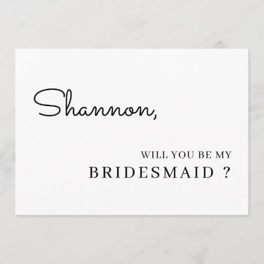 Elegante 'Wil je mijn bruidsmeisje zijn' uitnodigi Kaart (Voorkant)
