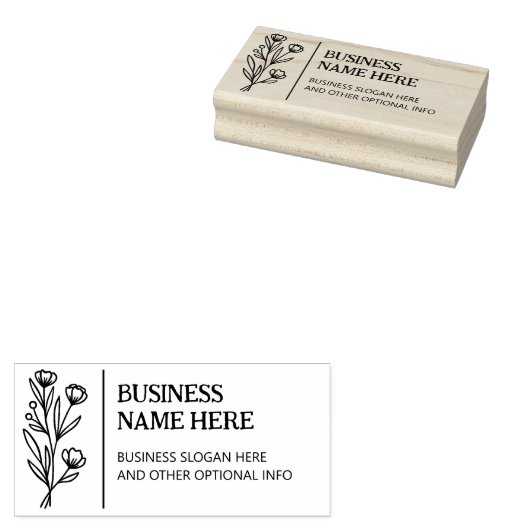 Elegante Wild Flower Business Custom Rubberstempel (Gestempeld)