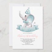 Elegante Wild One Elephant 1e verjaardag Kaart (Voorkant)