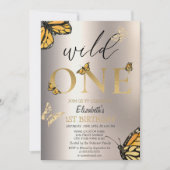 Elegante Wild One Gouden Vlinders Verjaardag Kaart (Voorkant)