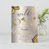 Elegante Wild One Gouden Vlinders Verjaardag Kaart (Staand voorkant)