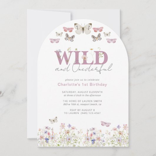 Elegante Wild & Onederful Vlinders 1e Verjaardag Kaart (Voorkant)