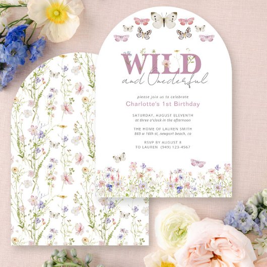Elegante Wild & Onederful Vlinders 1e Verjaardag Kaart
