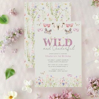 Elegante Wild & Onederful Vlinders 1e Verjaardag Kaart