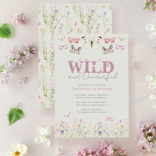 Elegante Wild & Onederful Vlinders 1e Verjaardag Kaart