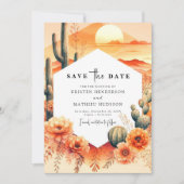 Elegante Wild West Cactus bruiloft Save The Date (Voorkant)