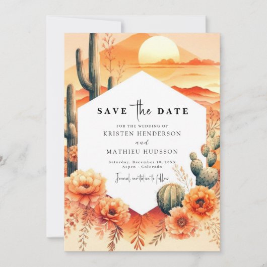 Elegante Wild West Cactus bruiloft Save The Date (Voorkant)