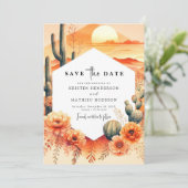 Elegante Wild West Cactus bruiloft Save The Date (Staand voorkant)
